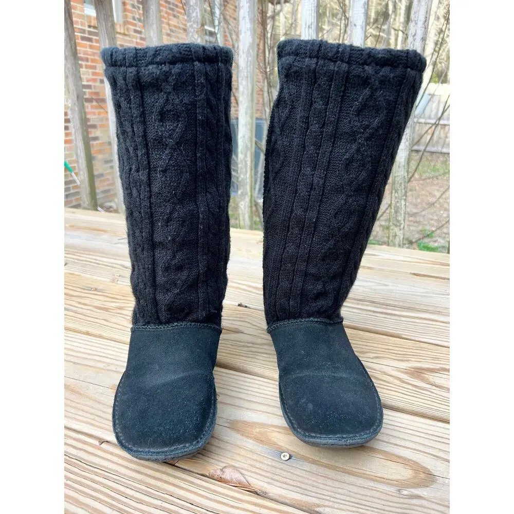 Women's Keen Black Cable Knit tall sweater boots size 9 - Picture 1 of 7